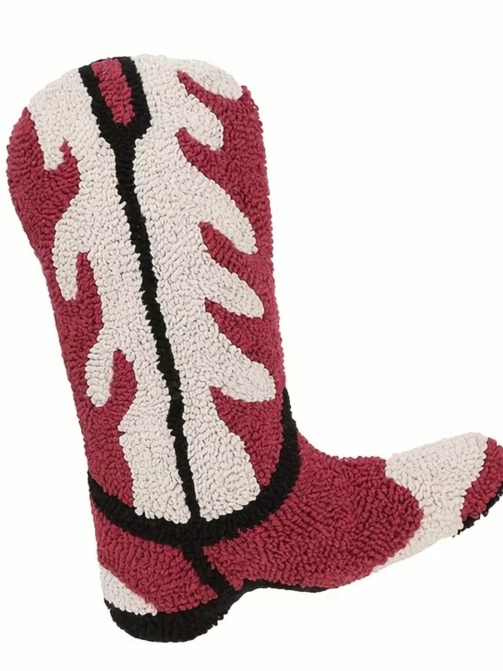 NWOT Western Boot Pillow - Dark Red & Cream, Home Accents